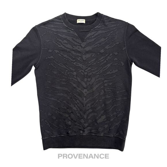 🔴 Saint Laurent Paris SLP Crewneck- Black Tiger Stripe - Picture 5 of 10